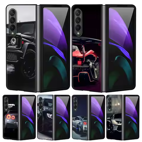 Sports Cars Male MenFor Samsung Galaxy Z Fold 3 Z Fold 4 5G Black Cover Smartphone Hard PC Coque Fun