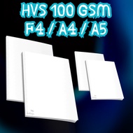 100gsm Thick & Pure White HVS Paper – 1 Sheet – Choose F4 Size A4/ A5/