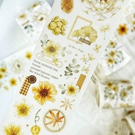 ~~ Tea Waste Amber Blooming Flower Handbook Washi tape Special Oil Die-Cutting tape Packing One Circ
