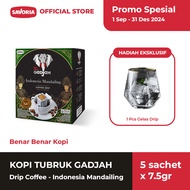 Kopi Tubruk Gadjah Drip Indonesia Mandailing 5 Sachet x 7.5g + Gelas Drip