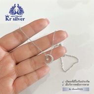 Kr silver สร้อยคอเงินแท้พร้อมจี้เงินแท้ / จี้ดาวเดือน / จี้ใบมะกอก / สร้อยเงิน(อิตาลี) เคลือบทองคำขา