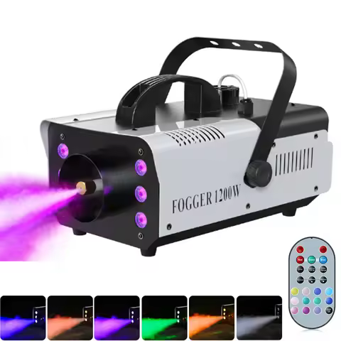 Datewink 1200W Smoke Fog Machine RGB 6LEDs Stage Lighting Effect Haze Generator Remote Control For P