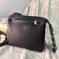 FENDI 黑藍邊小牛皮彩色寶石 By The Way Mini 兩用包