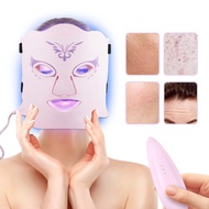 LED Face Beauty Mask LED Photon Facial Mask Machine Rechargeable 3 Colors Light Acne Remover Whitening and Tightening