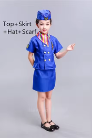 NEW Halloween Costumes for Kids Aviation Uniforms Cosplay Pilot Flight Attendant Aircraft Boys Girls