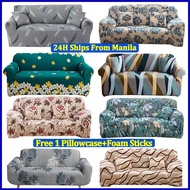 Sofa Cover Stretchable L Shape Sofa Cover Set L Type Sofa Set Cover Seat Cover for Sofa Sala Set Cover Sofa Cover with Lace Sala Set Cover Sofa with 3 Seater 2 Seater Universal 1/2/3 Seater with Free Pillowcase Foam Stick