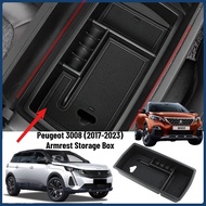 Peugeot 3008 (2017-2026) Armrest Box Storage Armrest Console Tray Car Accessories