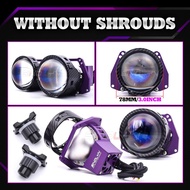 Sinolyn 2ชิ้น3 "130W สีฟ้า Bi LED ไฟหน้าโปรเจคเตอร์เลนส์ H4 H7 H1 9005 9006 Hella 3R G5คาร์บอนไฟเบอร