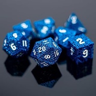 Hollow DND Dice Set with A Storage Box, Metallic Luster Maze Design, 7 Piece Polyhedral Dice Set for