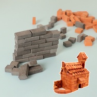 50pcs Dollhouse Miniature Bricks DIY Scene Building Children's Handmade Building Small House Miniatu