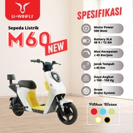 (BONUS POMPA) Sepeda Listrik Uwinfly M60 & M60 ADV Baterai SLA 48V12Ah Power 500 Watt NFC Key System