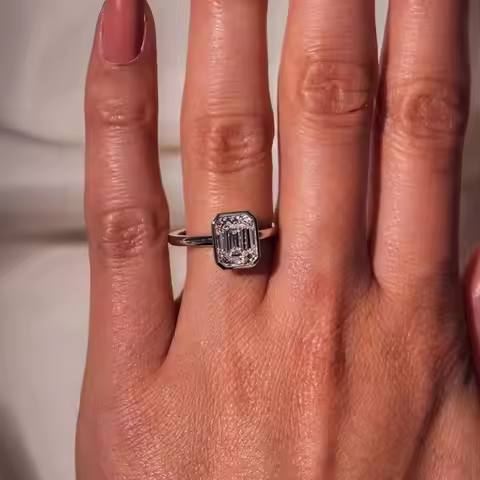 JOVOVASMILE Emerald Cut Moissanite Ring With GRA 9x7mm 3 Carat 14k Pure Gold Rings For Women Au750 J