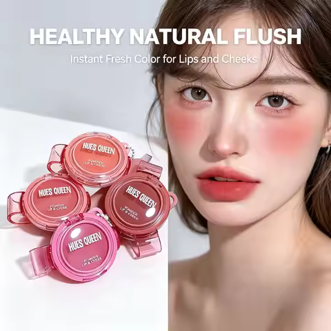 Soft Creamy Blush Mud 2-in-1 Lip & Cheek Pigment Portable Clip-on Design Natural Flush Blush Makeup 