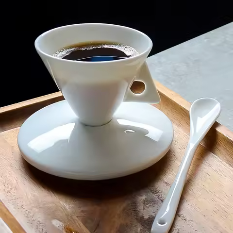Bone China Hand Brewed Coffee Cups and Saucers Set with Spoon Espresso Share Ins Style Personality S