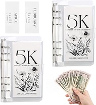 5k Savings Challenge Book, 12-Month Envelopes Money Saving Challenge Binder, 2026 New 5K USD Reusabl