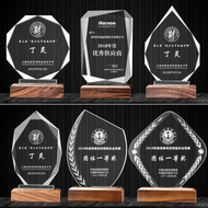 Engraved Creative Crystal Trophy Solid Wood Base