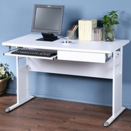 [特價]Homelike 巧思辦公桌-加厚桌面120cm(附鍵盤、抽屜)胡桃色桌面/灰腳/灰飾板