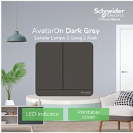 Cahgondo433 Schneider Electric AvatarOn Dark Grey Light Switch - 2 Gang 2 Way