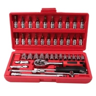 46pc Chrome Vanadium Socket Set Tool Box Set Ratchet Spanner Wrench Set / Set Spanar Beserta Box 46 