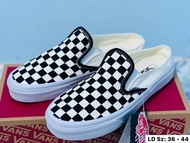 Van Classic Slip On Mule Checkerboard รองเท้าผ้าใบ (36-44EU) แบบสวมเปิดส้น มี 2 สี พร้อมส่ง G25A031