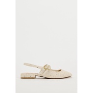 TQXK 2024 FABRIC DOLL SHOES WITH OPEN HEELS WITH EMBROIDERED PATTERNS