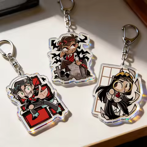 Anime Characters Keychain Accessories Bag Charms Women Girls Keyrings Acrylic Keychain: Alastor, Vox