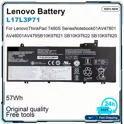 L17L3P71 Laptop Battery 11.58V 57Wh 4920mAh For Lenovo ThinkPad T480S 20L7 20L8 L17M3P71 L17M3P72 01