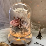 永生珍珠玫瑰玻璃花盅(附禮盒) /情人禮/生日禮/開幕禮/居家擺飾