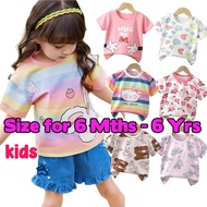 (3m-4yrs) Baju Budak Prempuan T-Shirt Kids Cotton Cartoon Tops Summer Cute Girl Short Sleeve