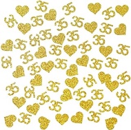 130pcs Number 35 Gold Glitter Confetti,35th Happy Birthday Confetti Decorations -Number 35 Party Dec