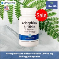 53% Sale!! EXP.08/25 โปรไบโอติกเบลนด์ Acidophilus And Bifidus 8 Billion CFU 69 mg 60 Veggie Capsules