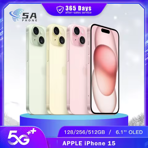 Original Used Apple iPhone 15 5G Mobile Phone Face ID 128GB/256/512GB Dual e-SIM NFC 48MP+12MP IOS A