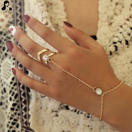 Boho Festival Hand Chain Y2K Baddie Aesthetic V-Ring Finger Bracelet Jewelry