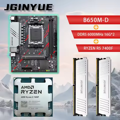 JGINYUE B650 7400F CPU Motherboard M-ATX support Ryzen7000-9000Series DDR5 desktop 32GB RAM kit Mult