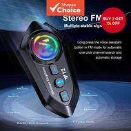 Y12 Motorcycle Helmet Bluetooth Intercom Headset with 120 Hours Playtime, LED Lights, Waterproof, Ha