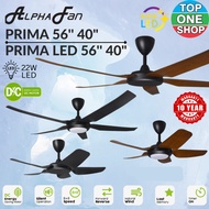 Alpha Fan PRIMA 5B LED / Non LED 56 40 Inches DC Motor 3C LED 8F+8R Speed Remote Ceiling Fan