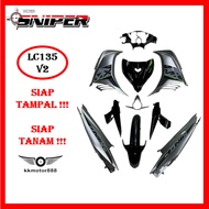 [FULL TANAM ] SNIPER COVERSET LC LC135 V2 MX KING BLACK SILVER / HITAM PERAK MX KING