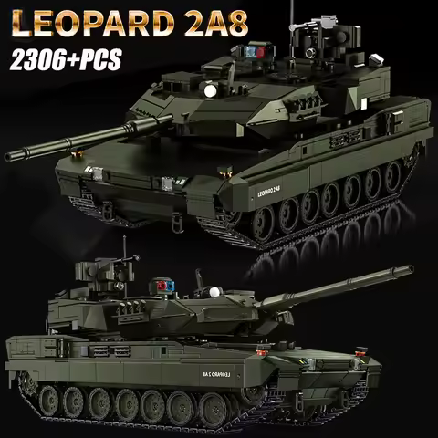 Military MOC 1/28 2306pcs Leopard 2A8 Army Main Battle Tank Building Blocks Bricks Modern Tank Set T