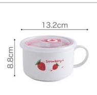 氣壓密封陶瓷大湯杯/保鮮容器/微波爐碗/蒸焗爐適用, 草苺圖案  走塑 環保餐盒