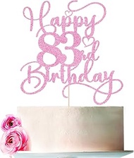 Pink Happy 83rd Birthday Cake Topper 1pcs Glitter Cake Topper for One Birthday/Anniversary Theme Par