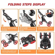 Golf Push Cart 4 Wheel Golf Bag Cart  Foldable Aluminum Push Golf Cart Golf Trolley Foot Brake Umbre