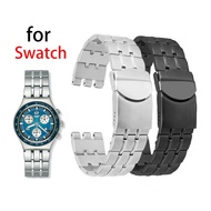 Solid Stainless Steel Strap 19mm 21mm for Swatch YVS451 YVS435 YCS443G Band Metal Silver Black Watch Band Women Men's Bracelet