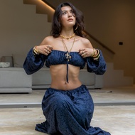 Sandra Lace Crop Top ( Navy ) Freesize | FIDUCIA BANGKOK