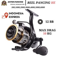 Reel Pancing Metal HE Series Max Drag 10Kg 12BB 500 1000 2000 3000 4000 5000 6000 7000 Murah