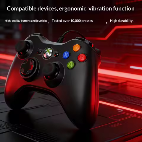 Wired USB Controller for Xbox 360/PC, Dual Vibration Gamepad with Ergonomic Design, No Delay Joystic
