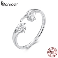 Bamoer 925 Sterling Silver Open Ring Adjustable Size God created Adam Fashion Jewelry Gifts for Wome