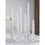 2 Pcs/1 Box New Long Stem Candles (18cm/7.08in, 25cm/9.84in), DIY Pearl Wax, Twist Candles, Handmade