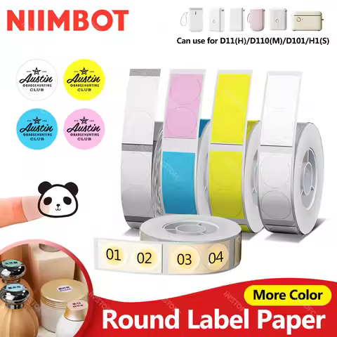 Round Niimbot D11 D110 D101 Transparent Label Paper Adhesive Name Tag Sticker Books Marking Etiqueta