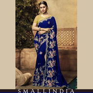 {**ส่งฟรี**} SMALL INDIA 🥻 Georgette Embroidery Saree 🥻 Women Designer Saree