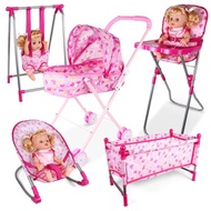 [MAKY] Doll House Accessories Roing Chairs Swing Bed Dining Chair Baby Play House SG